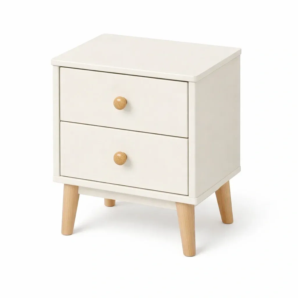 Nachttisch MDF Eiche 2 Schubladen 50 x 40 x 30 cm Weiß-Furnific