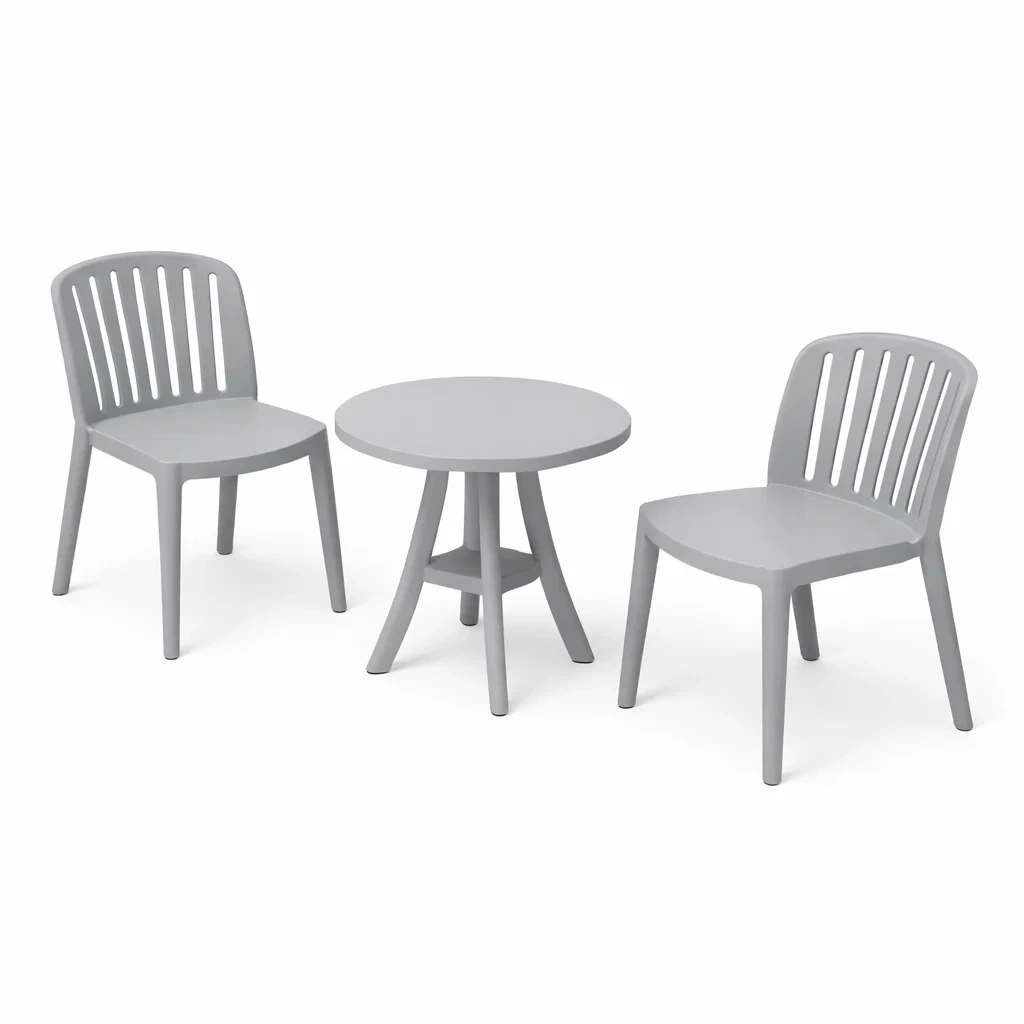Kompakte Gartensitzgruppe Sitzgruppe Set aus Polypropylen in Grau-Furnific