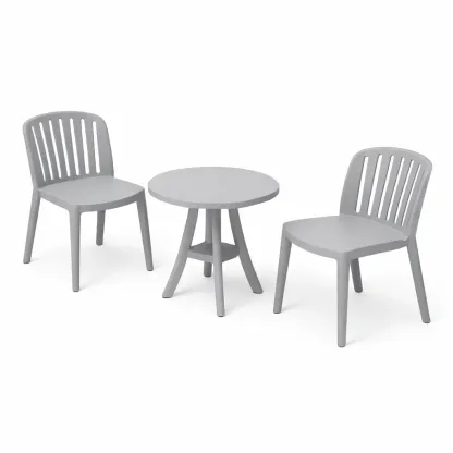 Kompakte Gartensitzgruppe Sitzgruppe Set aus Polypropylen in Grau-Furnific