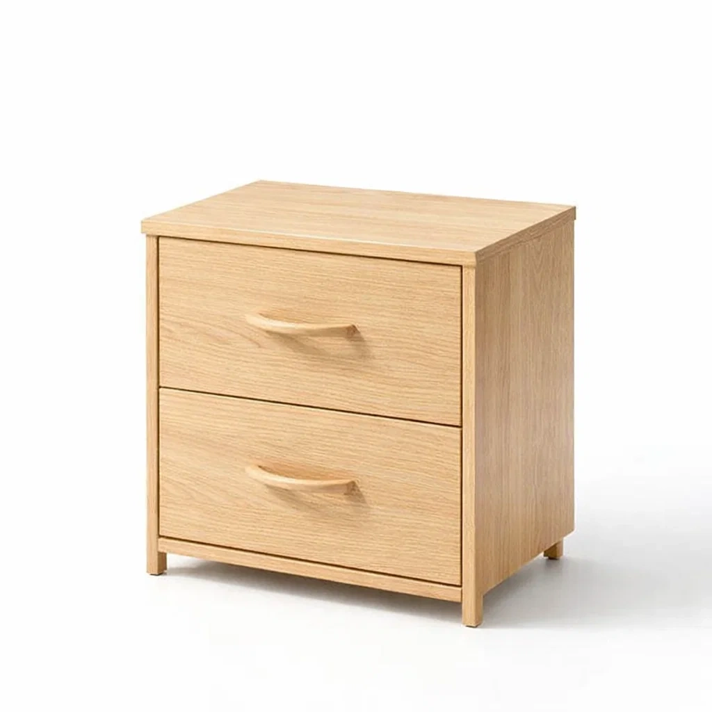 Nachttisch Holz 2 Schubladen Natur-Furnific