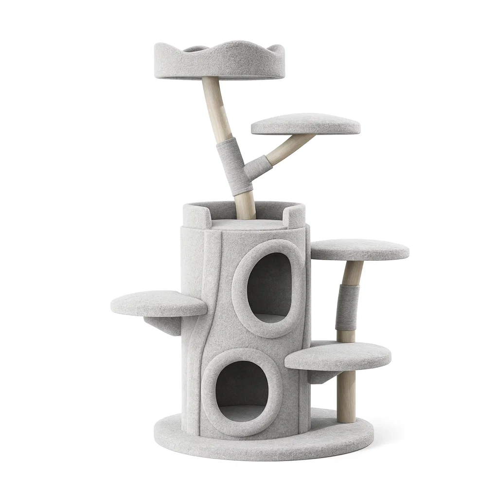 Kratzbaum mit Filzbezug Mehrstöckig Grau-Furnific