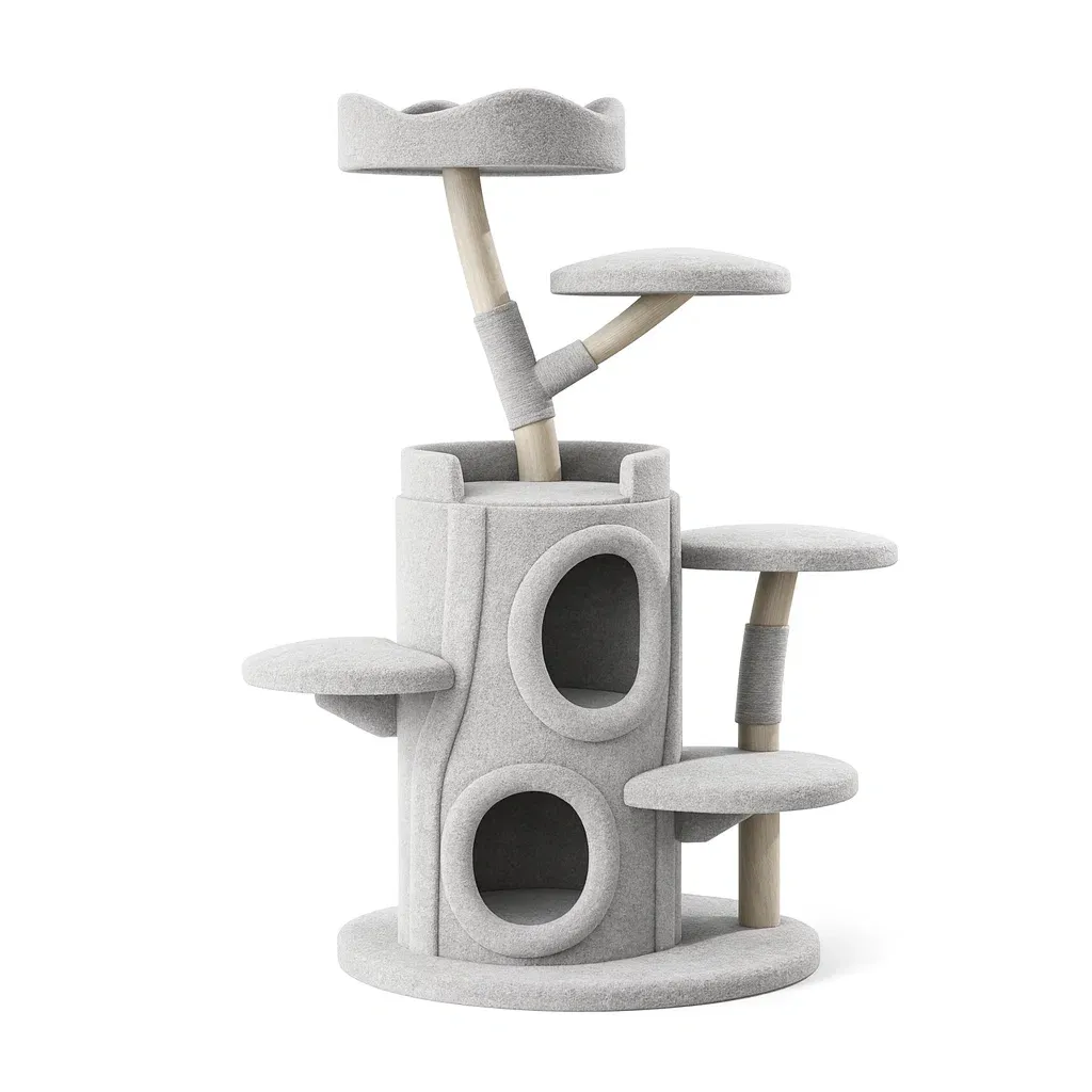 Kratzbaum mit Filzbezug Mehrstöckig Grau-Furnific