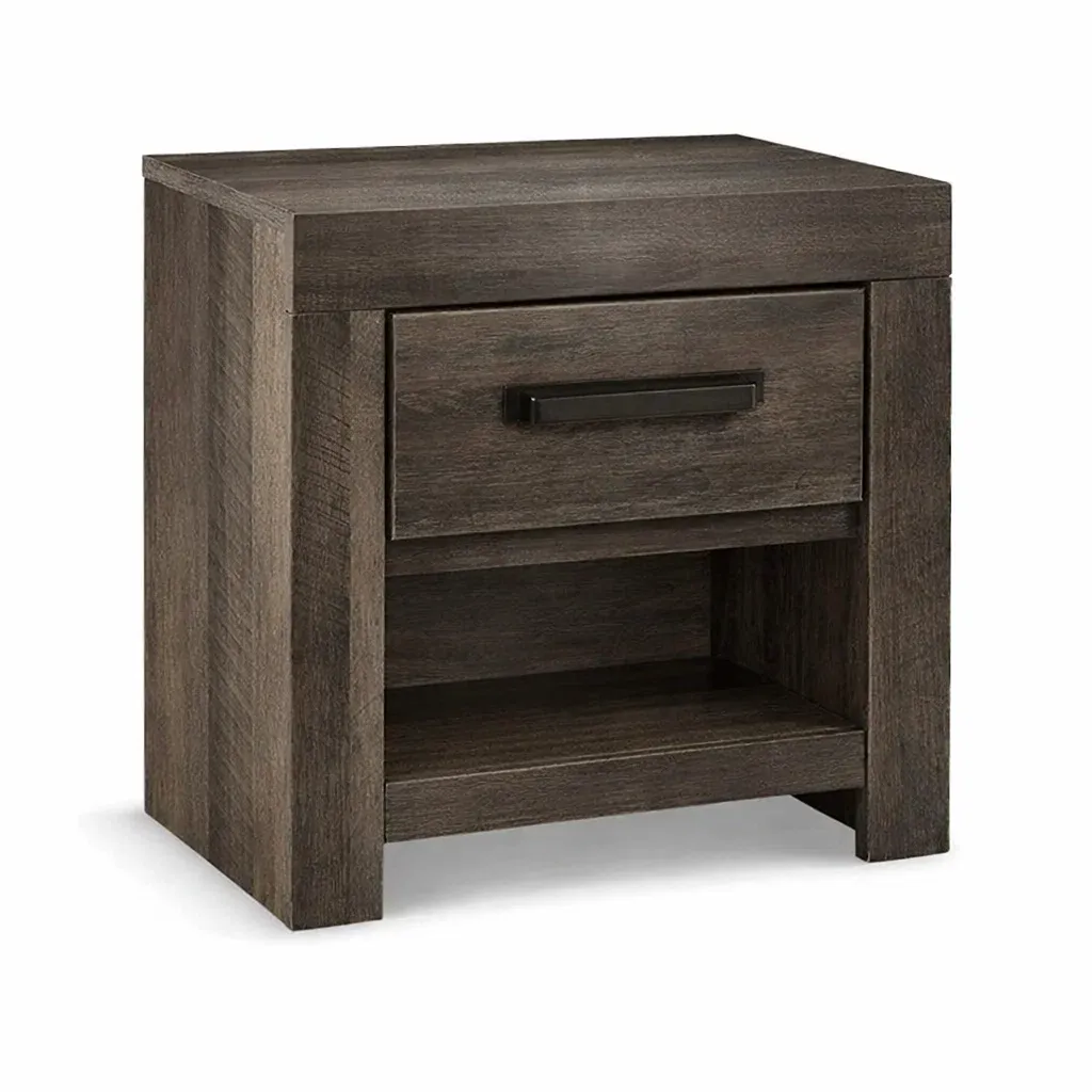 Nachttisch Holzwerkstoff Dunkelbraun mit Schublade und Ablagefläche 55 x 45 x 40 cm-Furnific