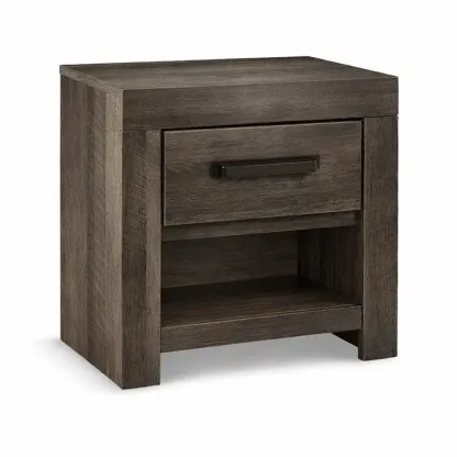 Nachttisch Holzwerkstoff Dunkelbraun mit Schublade und Ablagefläche 55 x 45 x 40 cm-Furnific