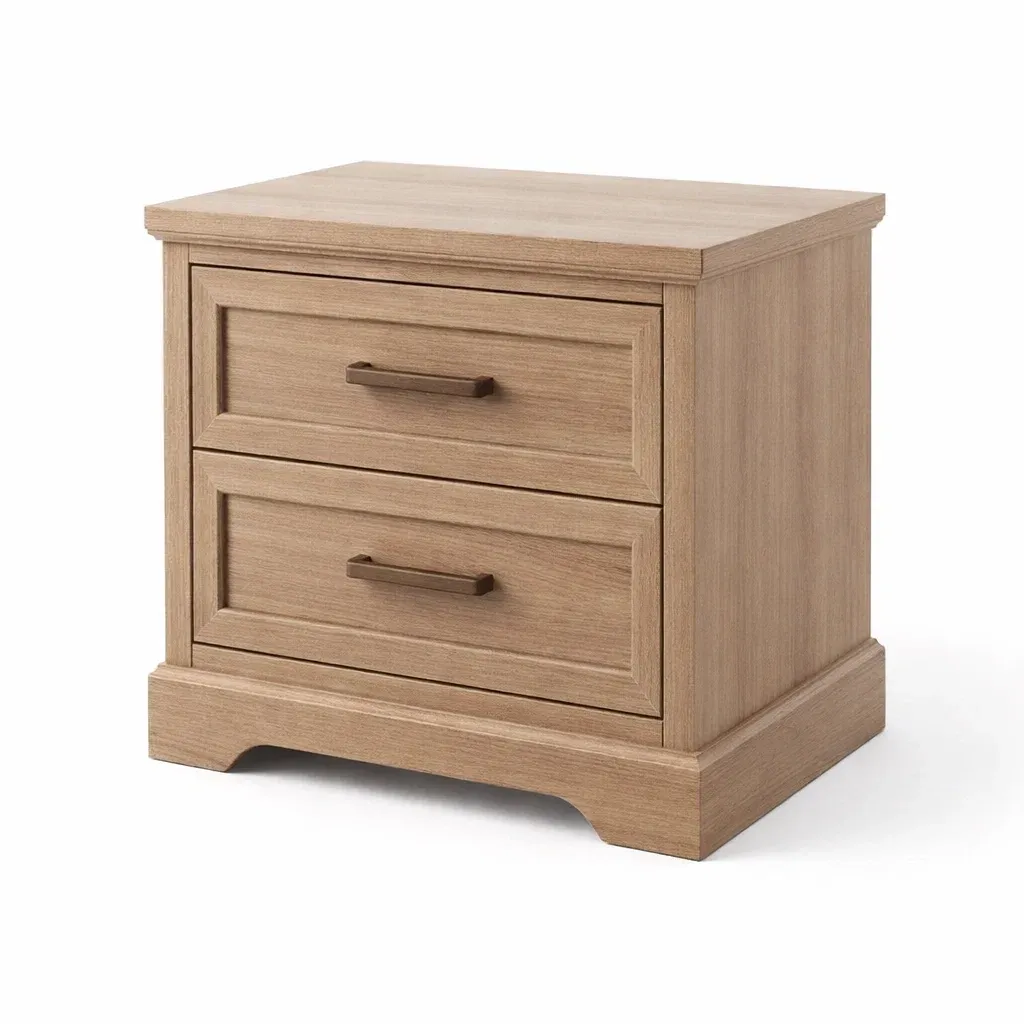 Nachttisch Holzfaserplatte 2 Schubladen Eicheoptik-Furnific