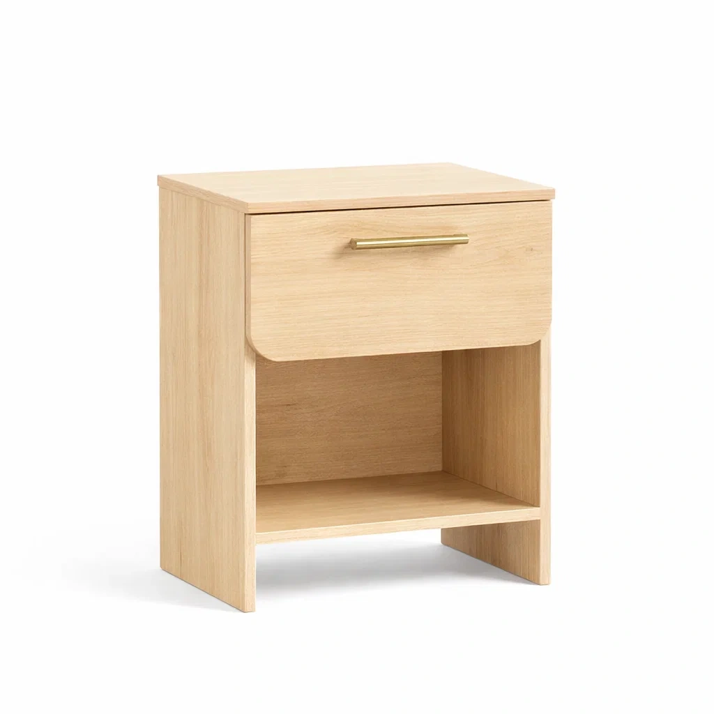 Nachttisch Holzoptik mit Schublade und Fach 40 x 30 x 55 cm Eiche-Furnific