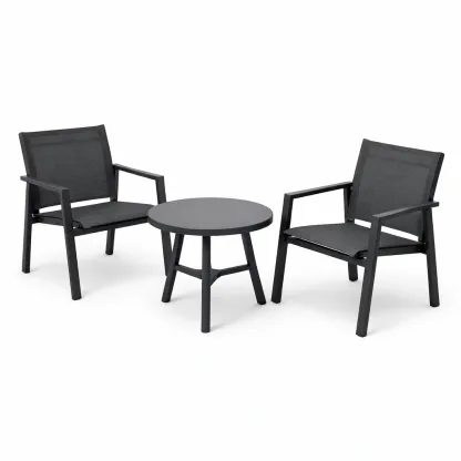 Kompakte Gartensitzgruppe Aluminium/Textilen Rund Tisch Anthrazit-Furnific