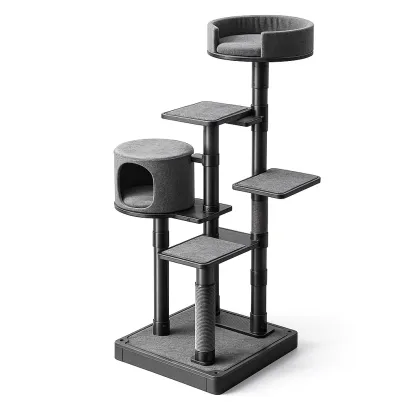 Kratzbaum aus Kunststoff und Filz, Grau-Furnific