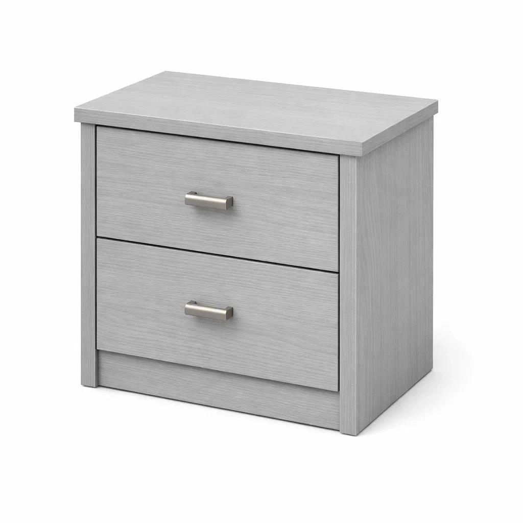 Nachttisch aus Holzwerkstoff mit 2 Schubladen Grau 40 x 35 x 45 cm-Furnific