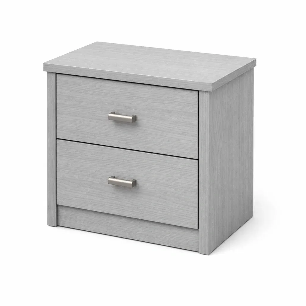 Nachttisch aus Holzwerkstoff mit 2 Schubladen Grau 40 x 35 x 45 cm-Furnific
