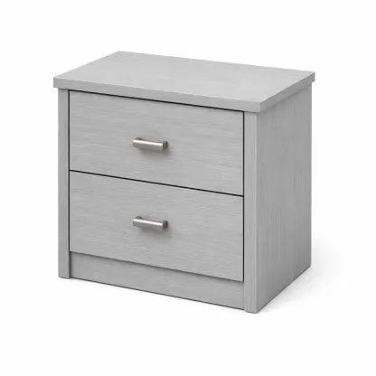 Nachttisch aus Holzwerkstoff mit 2 Schubladen Grau 40 x 35 x 45 cm-Furnific