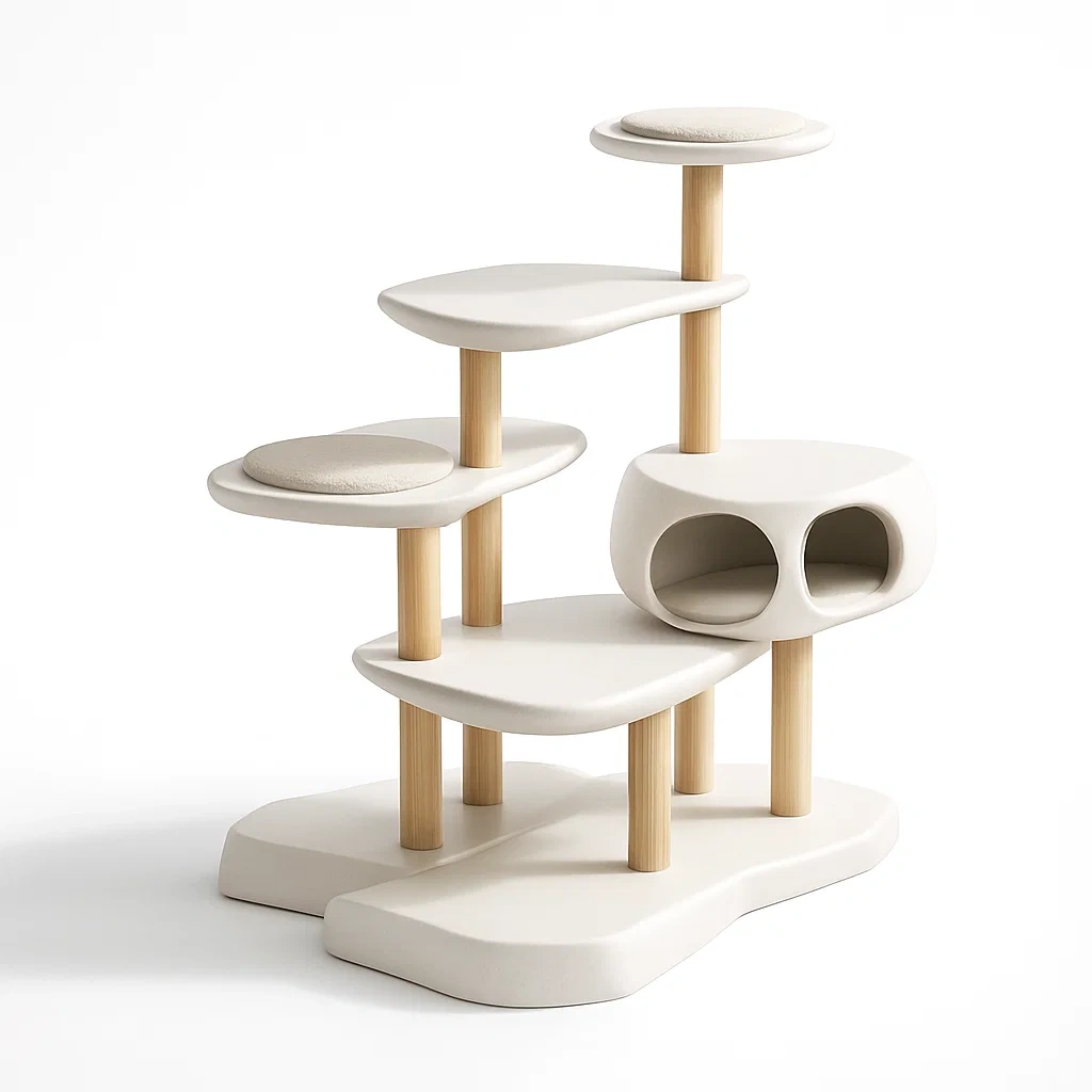 Kratzbaum aus Sperrholz und Kunststoff in Weiß-Furnific