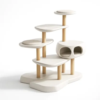 Kratzbaum aus Sperrholz und Kunststoff in Weiß-Furnific