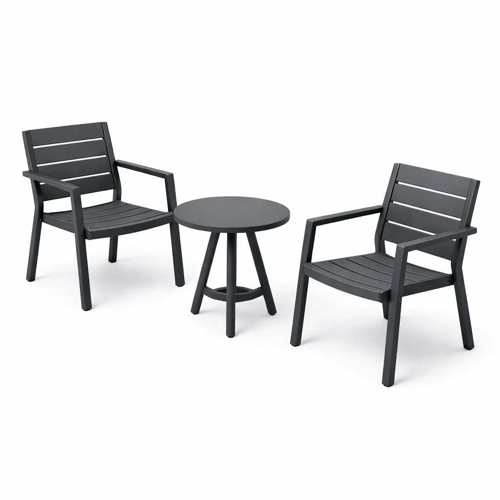 Kompakte Gartensitzgruppe aus Kunststoff Anthrazit, 3-teilig-Furnific