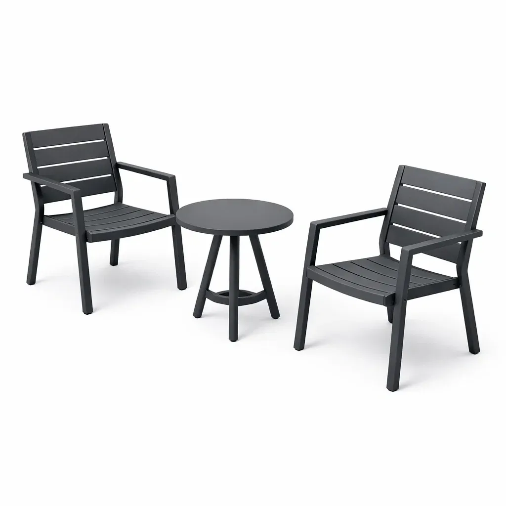 Kompakte Gartensitzgruppe aus Kunststoff Anthrazit, 3-teilig-Furnific