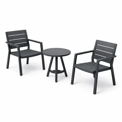 Kompakte Gartensitzgruppe aus Kunststoff Anthrazit, 3-teilig-Furnific