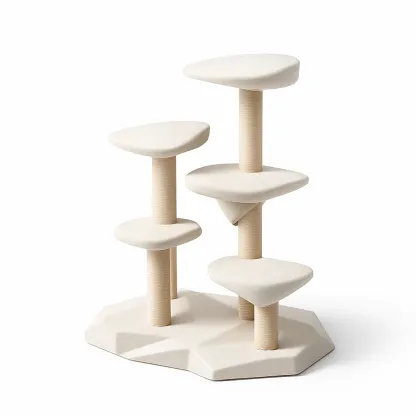 Kratzbaum Sisal Holz Polyester Creme 75 x 50 x 120 cm-Furnific