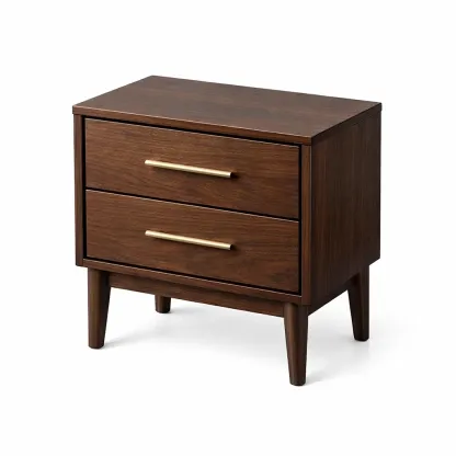 Nachttisch Holz 2 Schubladen Braun 40 x 30 x 50 cm-Furnific