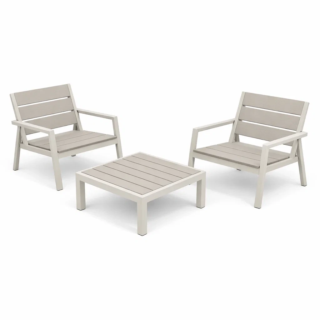 Kompakte Gartensitzgruppe Aluminium Stühle Tisch Beige-Furnific