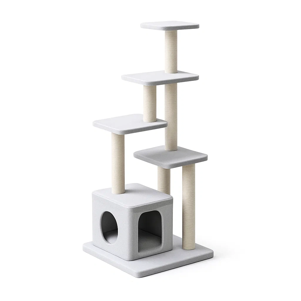 Kratzbaum Sisal mit Plüsch Grau-Furnific