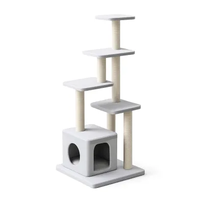 Kratzbaum Sisal mit Plüsch Grau-Furnific