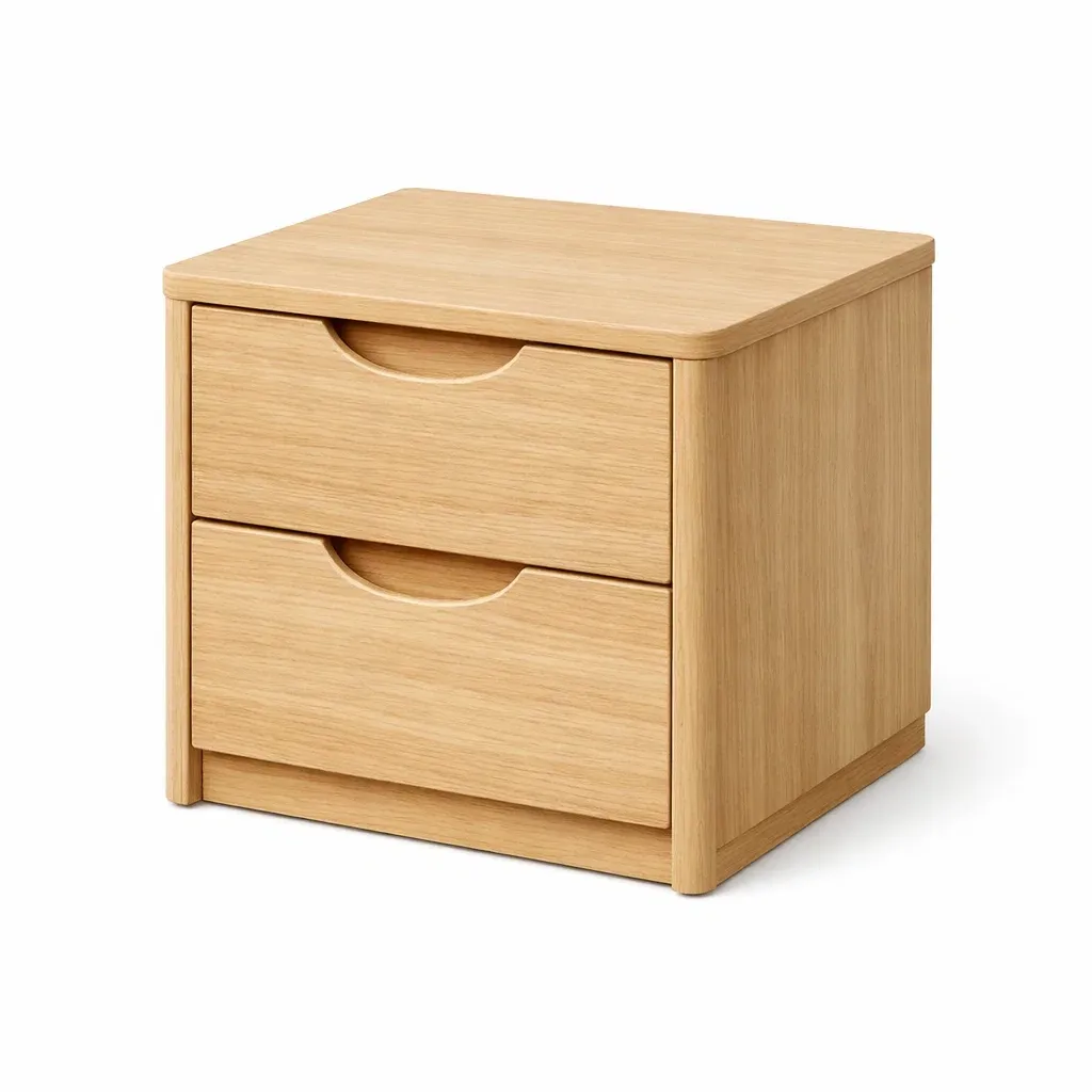 Nachttisch mit 2 Schubladen aus Eichenfurnier 50 x 40 x 45 cm-Furnific