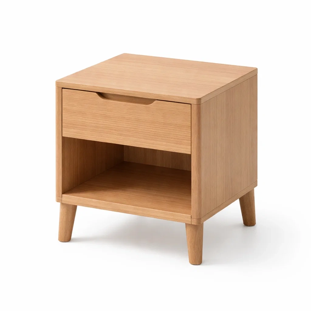 Nachttisch aus Eichenholz mit Schublade und Ablage 50 x 40 x 55 cm-Furnific