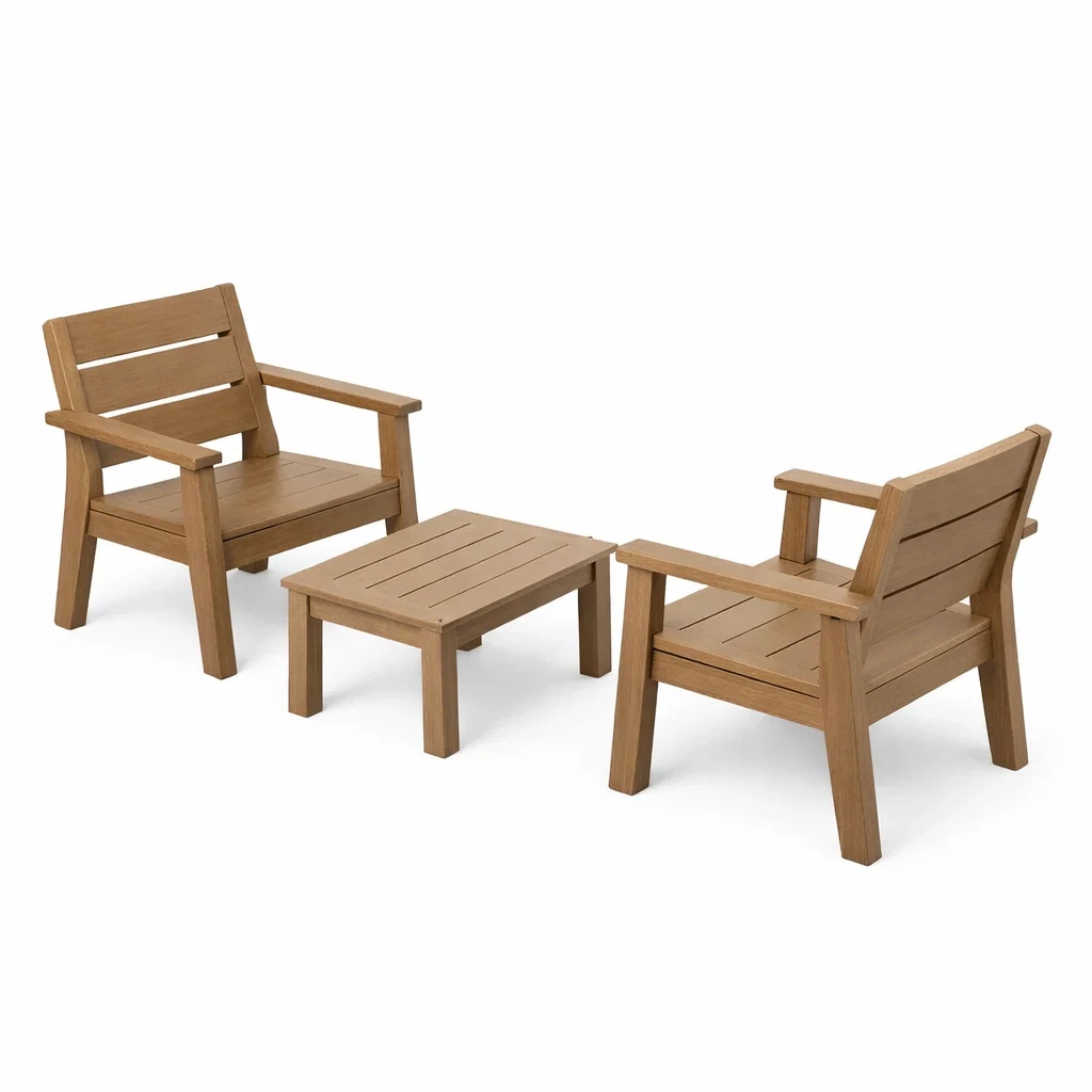 Kompakte Gartensitzgruppe aus Akazienholz, 2 Stühle und 1 Tisch, Braun-Furnific