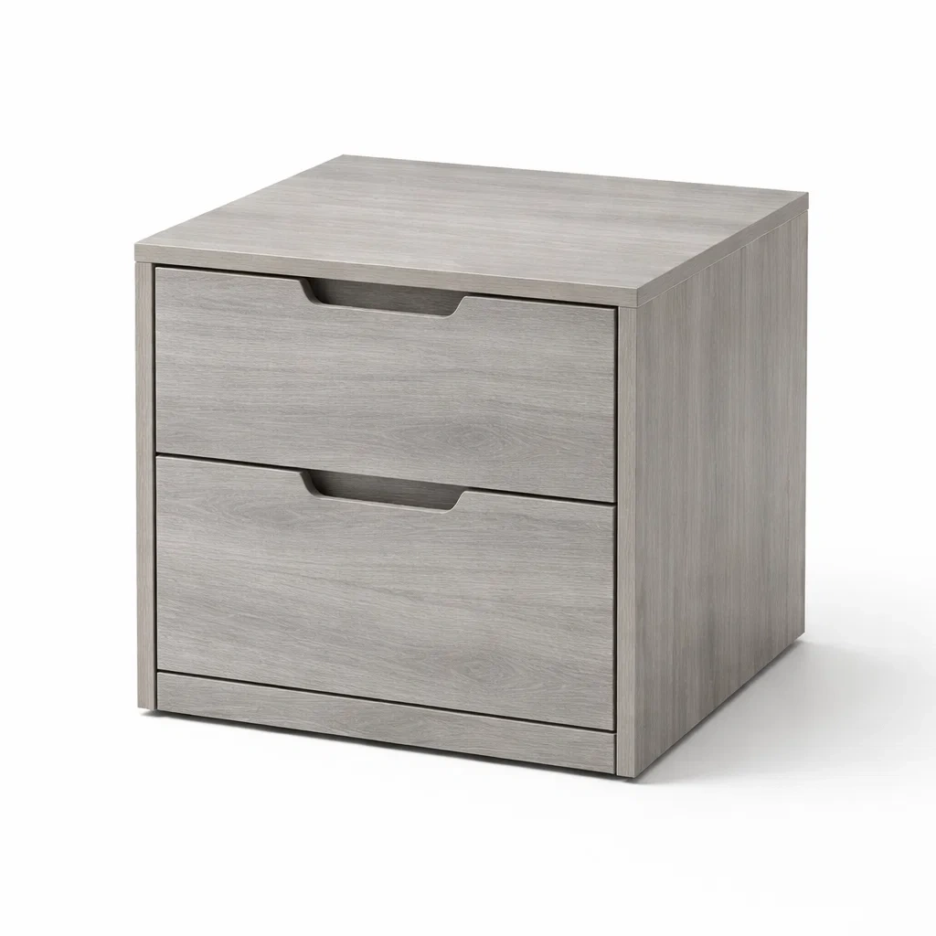Nachttisch Eichefurnier Grau mit 2 Schubladen 40 x 40 x 50 cm-Furnific
