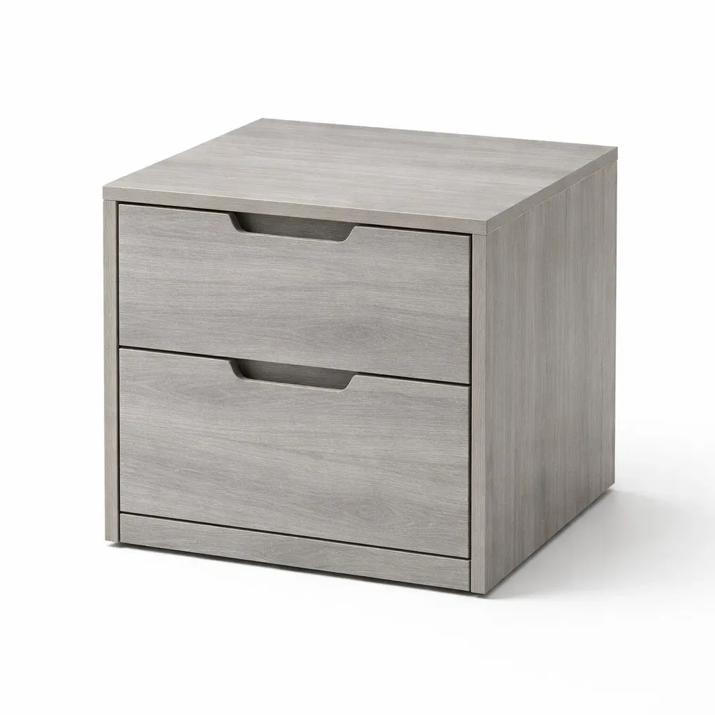 Nachttisch Eichefurnier Grau mit 2 Schubladen 40 x 40 x 50 cm-Furnific