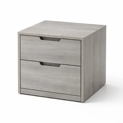 Nachttisch Eichefurnier Grau mit 2 Schubladen 40 x 40 x 50 cm-Furnific