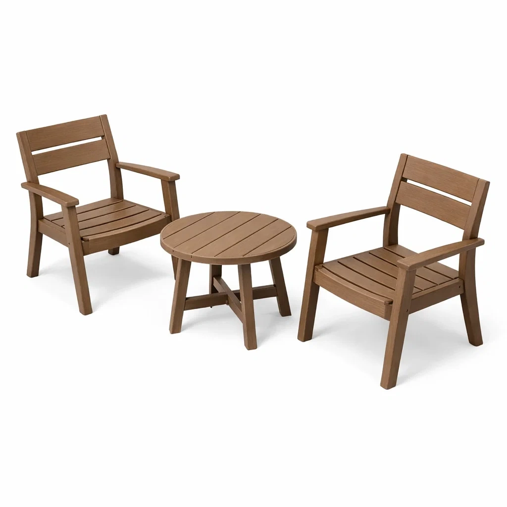 Kompakte Gartensitzgruppe aus Kunststoff Braun-Furnific