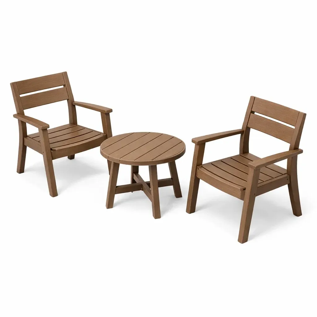 Kompakte Gartensitzgruppe aus Kunststoff Braun-Furnific