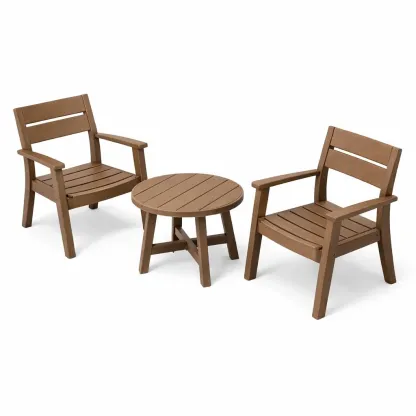 Kompakte Gartensitzgruppe aus Kunststoff Braun-Furnific