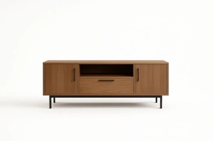 Meuble TV en bois et métal marron