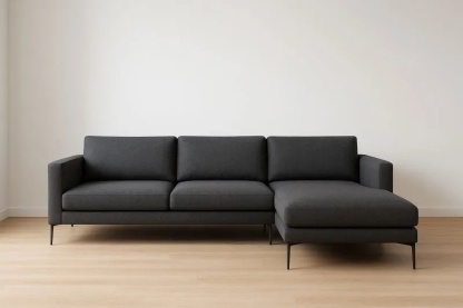 Canapé d'angle en tissu polyester anthracite