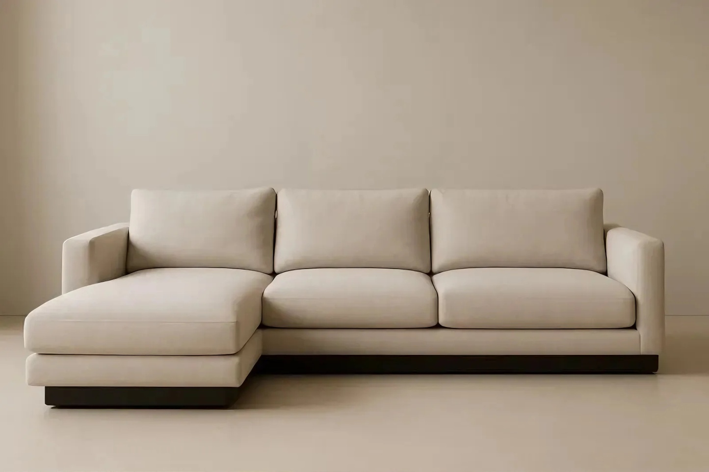 Canapé d'angle en tissu beige avec méridienne 275×95×85cm