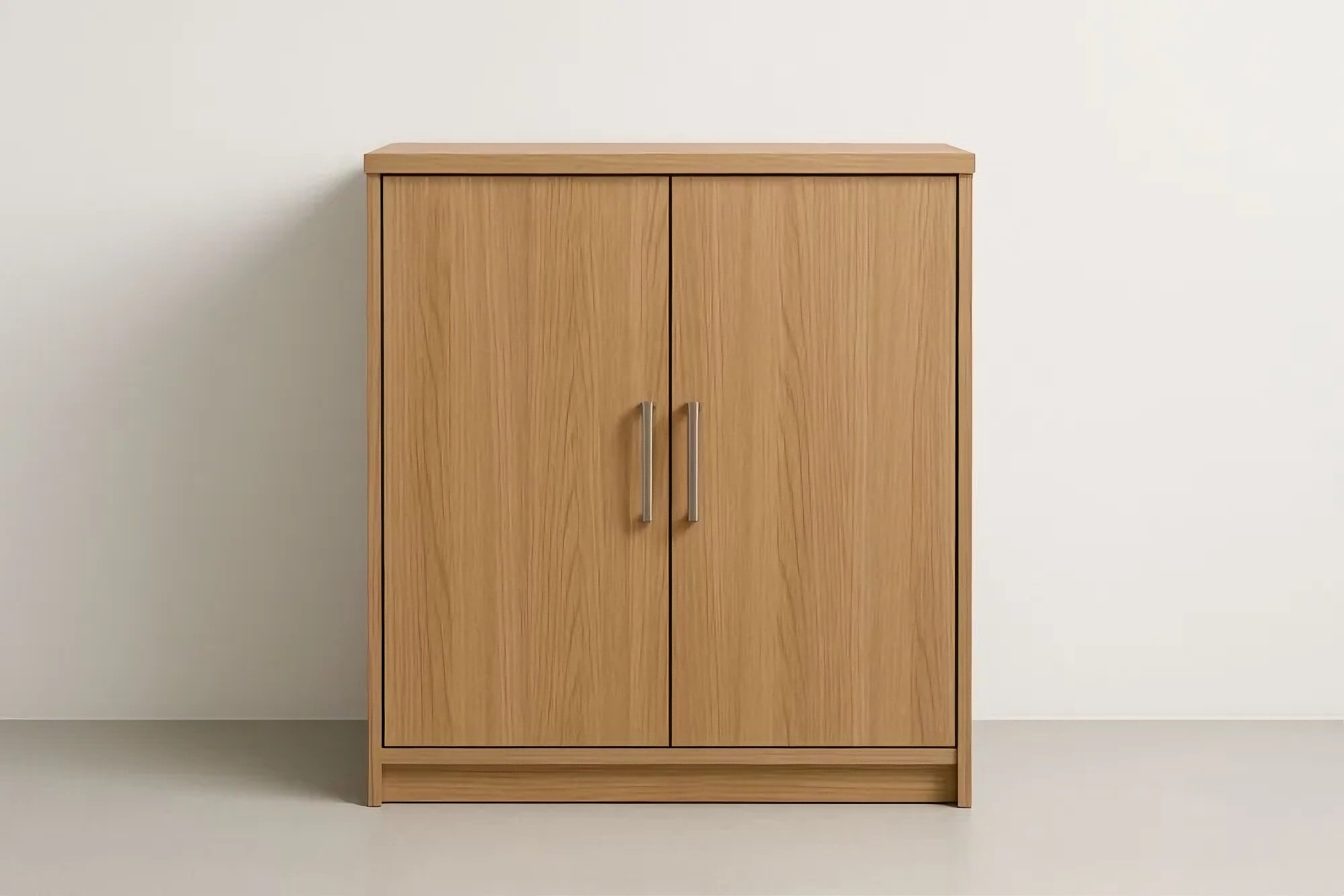 Armoire de rangement en bois clair à deux portes