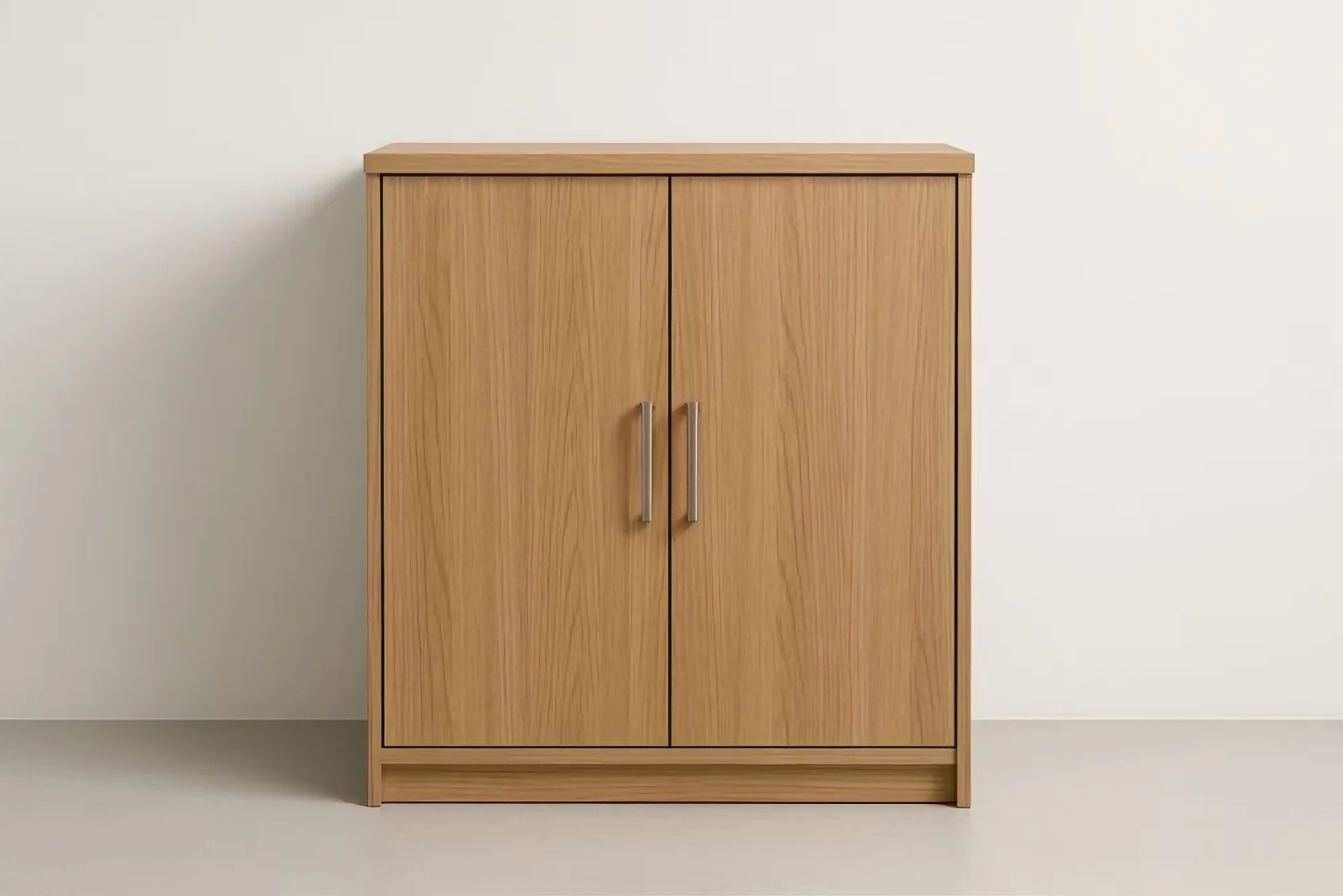 Armoire de rangement en bois clair à deux portes