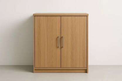 Armoire de rangement en bois clair à deux portes