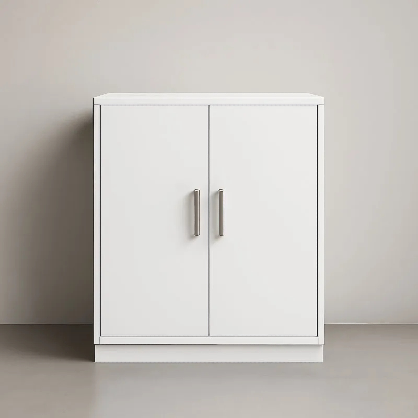 Armoire de rangement en bois blanc avec poignées en métal 80x40x90 cm