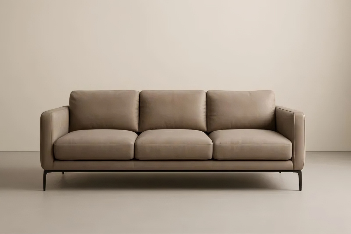 Canapé 3 places 220x90x85 cm en PU marron avec rembourrage en mousse et pieds en acier inoxydable