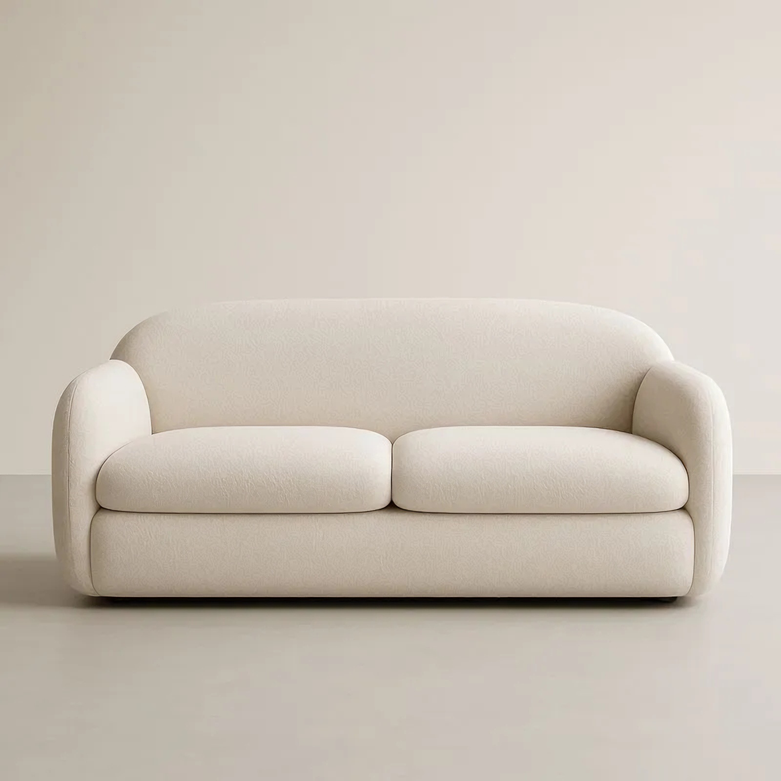 Canapé trois places beige tissu bouclé mousse