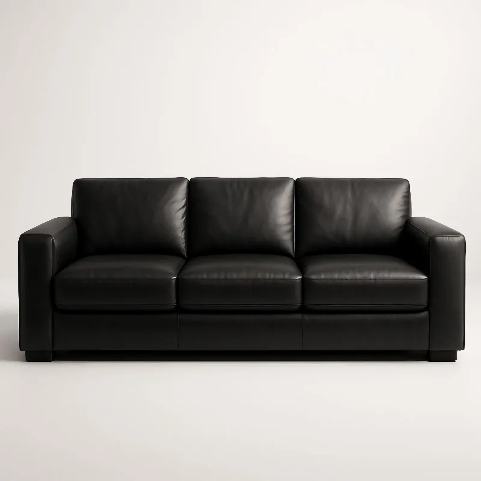 Canapé 3 places en cuir noir 200 cm