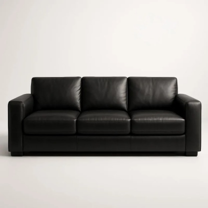 Canapé 3 places en cuir noir 200 cm