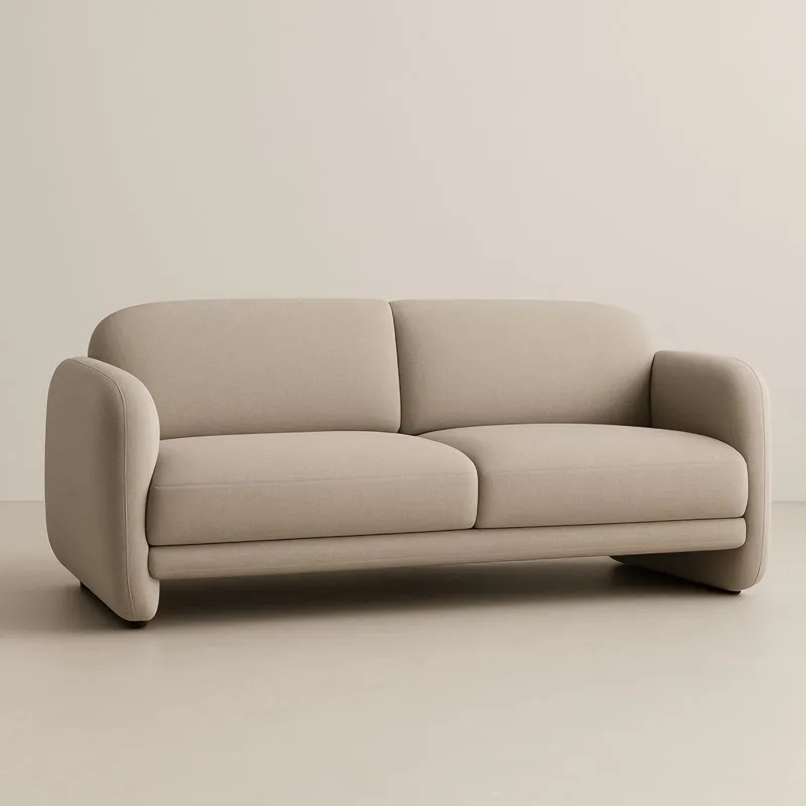 Canapé 3 places en bois et tissu polyester Beige 200x85x90 cm