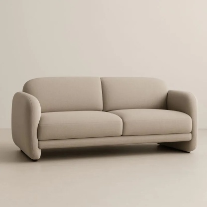 Canapé 3 places en bois et tissu polyester Beige 200x85x90 cm