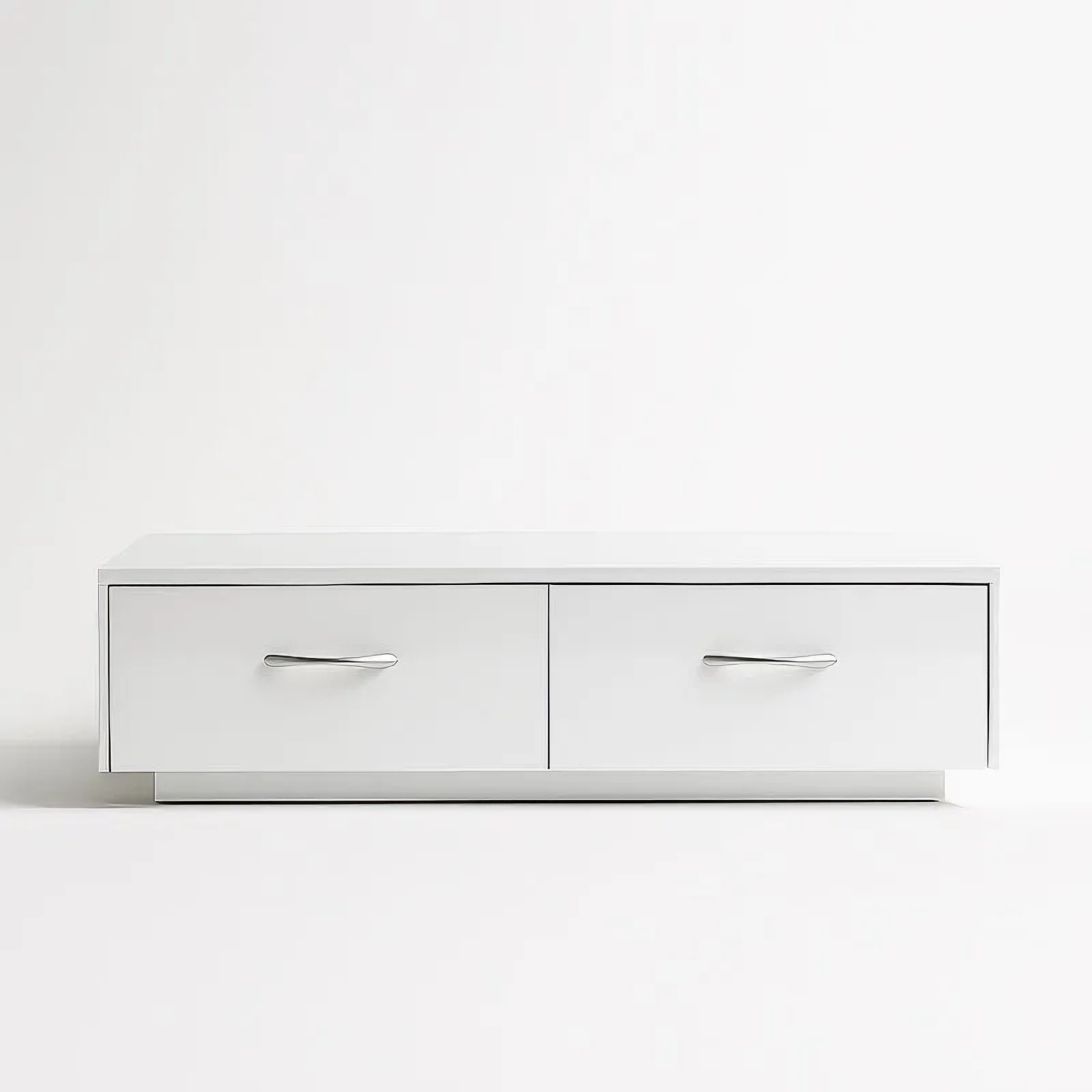 Meuble TV en panneaux de particules laqué blanc 120x40x30cm