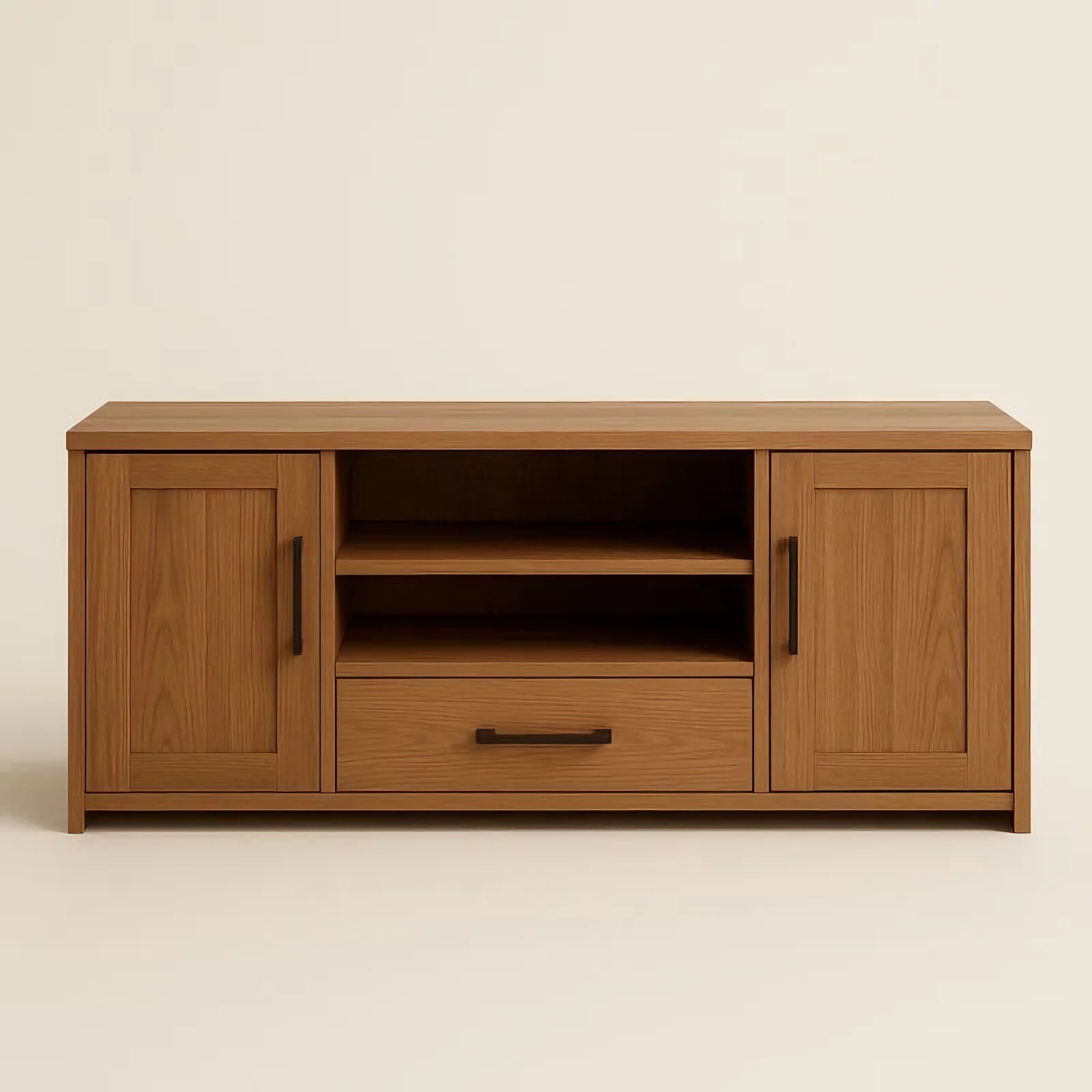 Meuble TV chêne avec portes, tiroir et étagères 120x40x50 cm