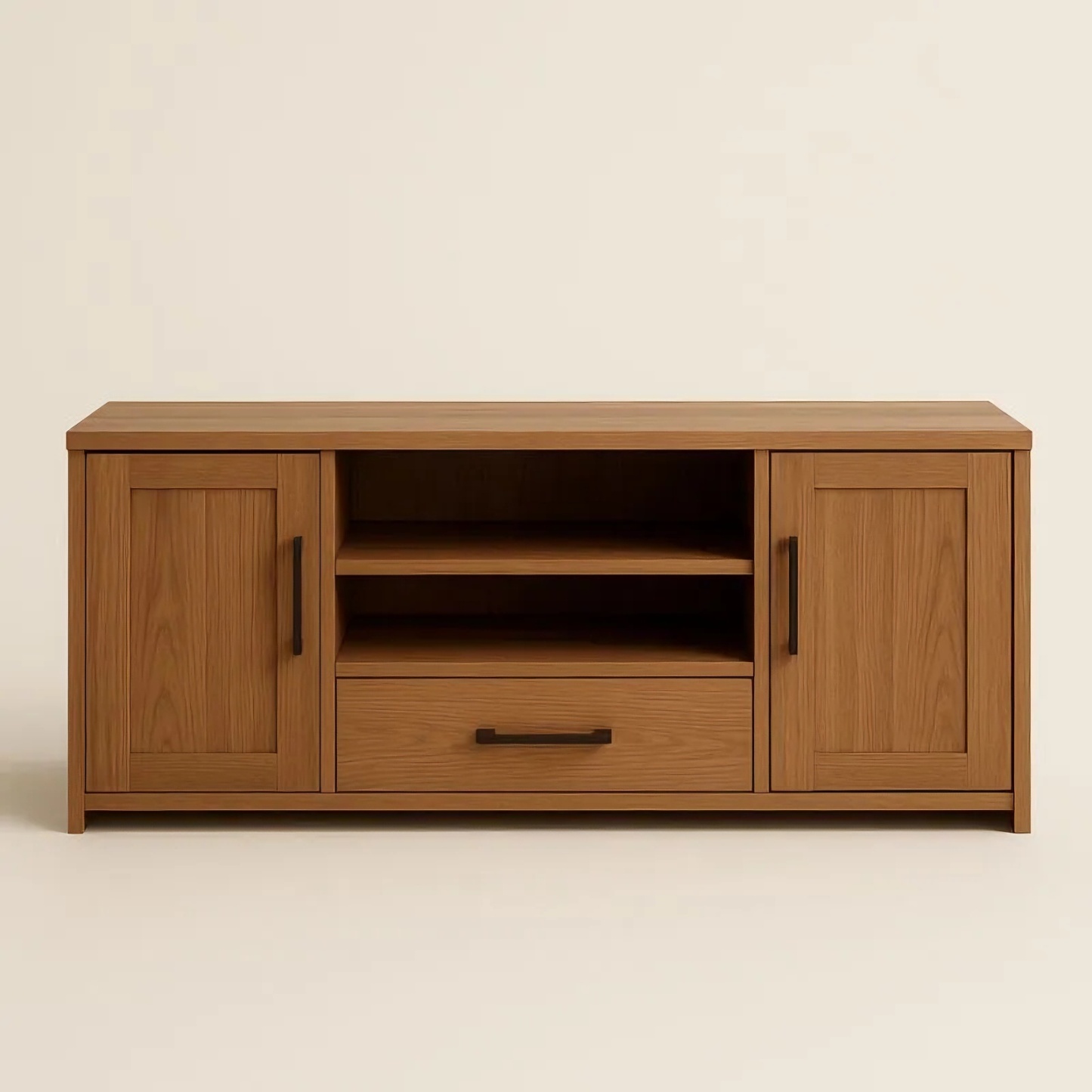 Meuble TV chêne avec portes, tiroir et étagères 120x40x50 cm